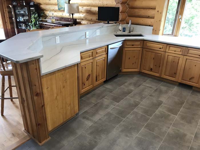 Kitchen renovation inside a log home